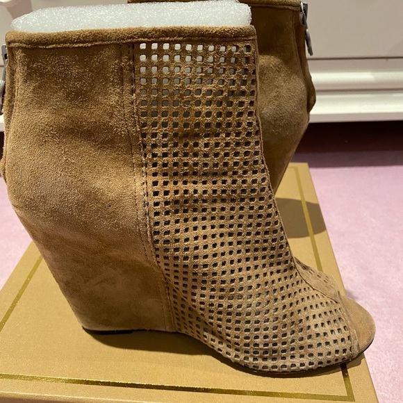 ASH June Taupe Suede Wedge Open Toe Booties - Picture 6 of 6